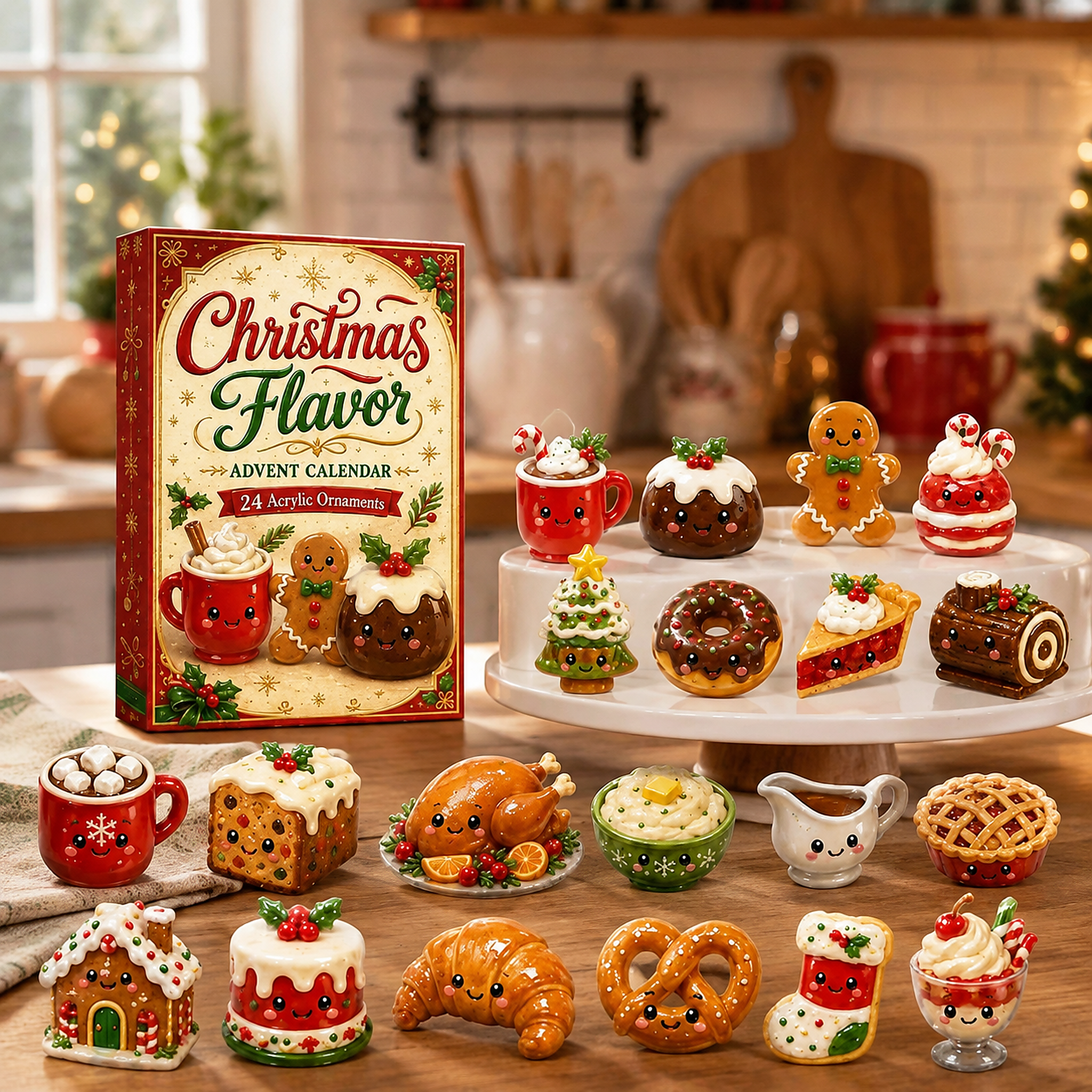 CHRISTMAS KICKOFF 50% OFF - Christmas Flavors Advent Calendar 2026 - 24-Day Festive Countdown, Acrylic Charms Blind Box - Gift For Family & Friends
