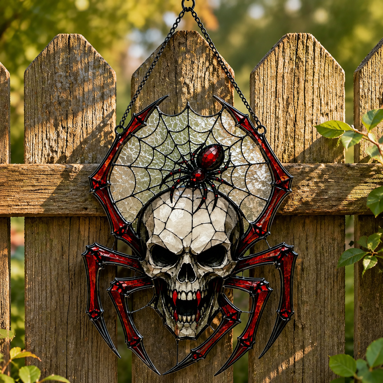 painted skull and spider web hanging ornament landing 03