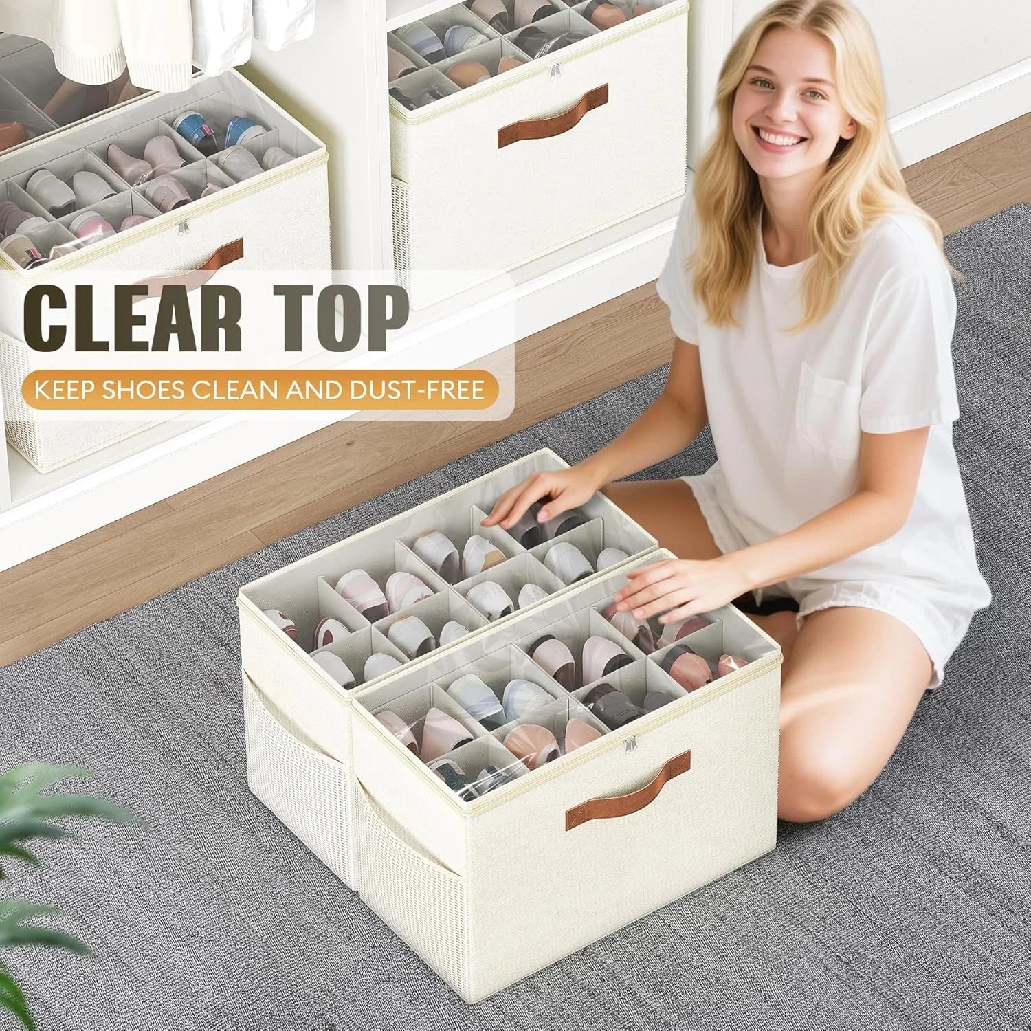 Foldable Shoe Organizer for Closet with Clear Cover 🥿