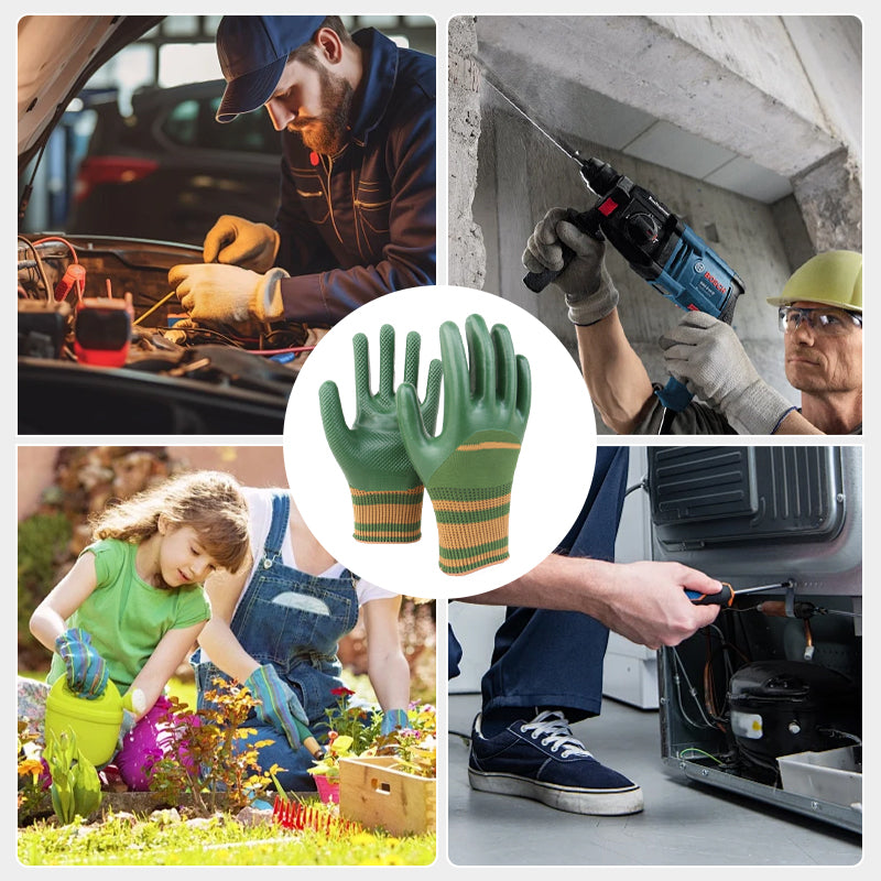 Rubber Coated Work Gloves with Knit Wrist Cuff