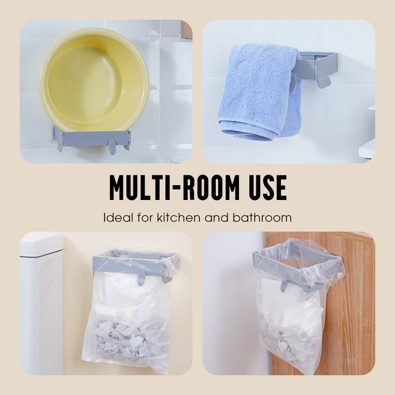 No-Drill Wall-Mounted Folding Trash Bag Holder