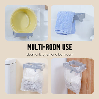 No-Drill Wall-Mounted Folding Trash Bag Holder