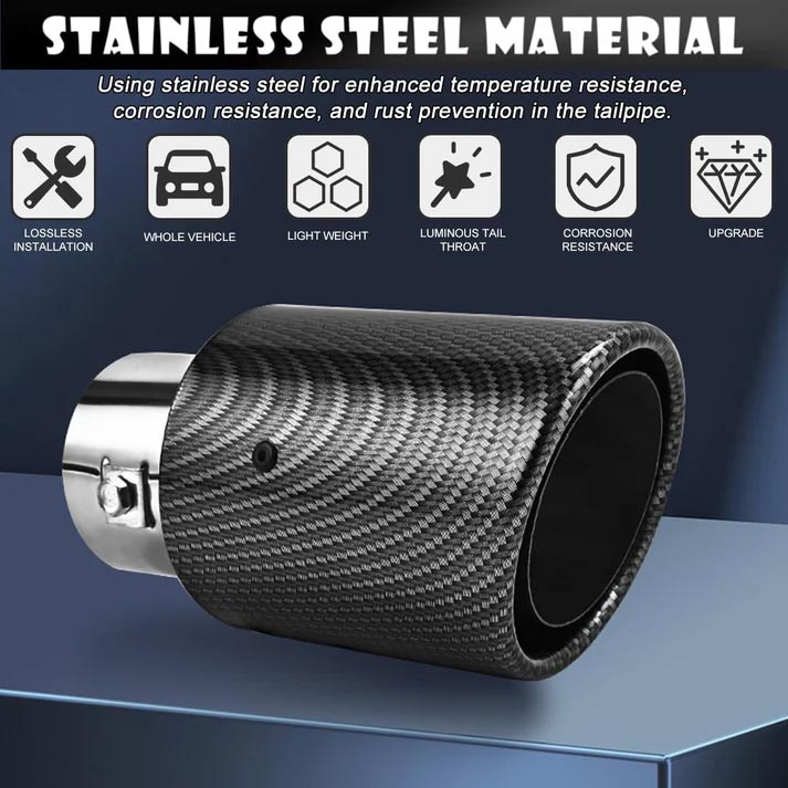 🔵 Universal LED Carbon Fiber Exhaust Pipe Light for Cars