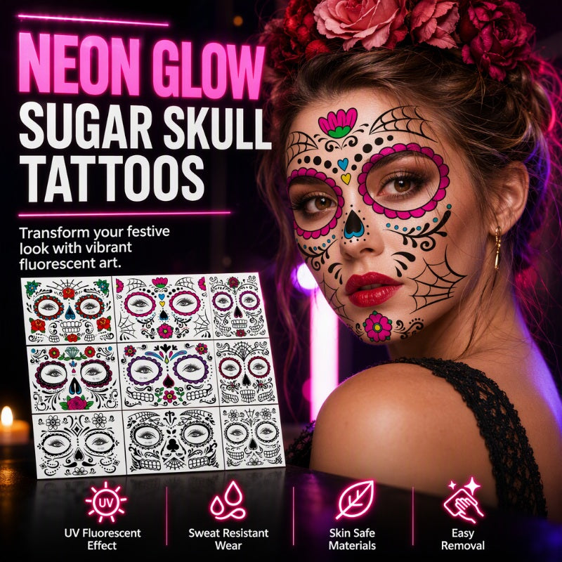 Halloween Scary Big Mouth Temporary Tattoos Waterproof Face Stickers Horror Decals for Cosplay Makeup Party