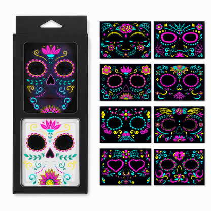 Halloween Scary Big Mouth Temporary Tattoos Waterproof Face Stickers Horror Decals for Cosplay Makeup Party