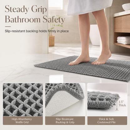📢📢40% OFF !! ⏰Non Slip Water Absorbent Waffle Weave Bathroom Mat Solid Color Entrance Doormat