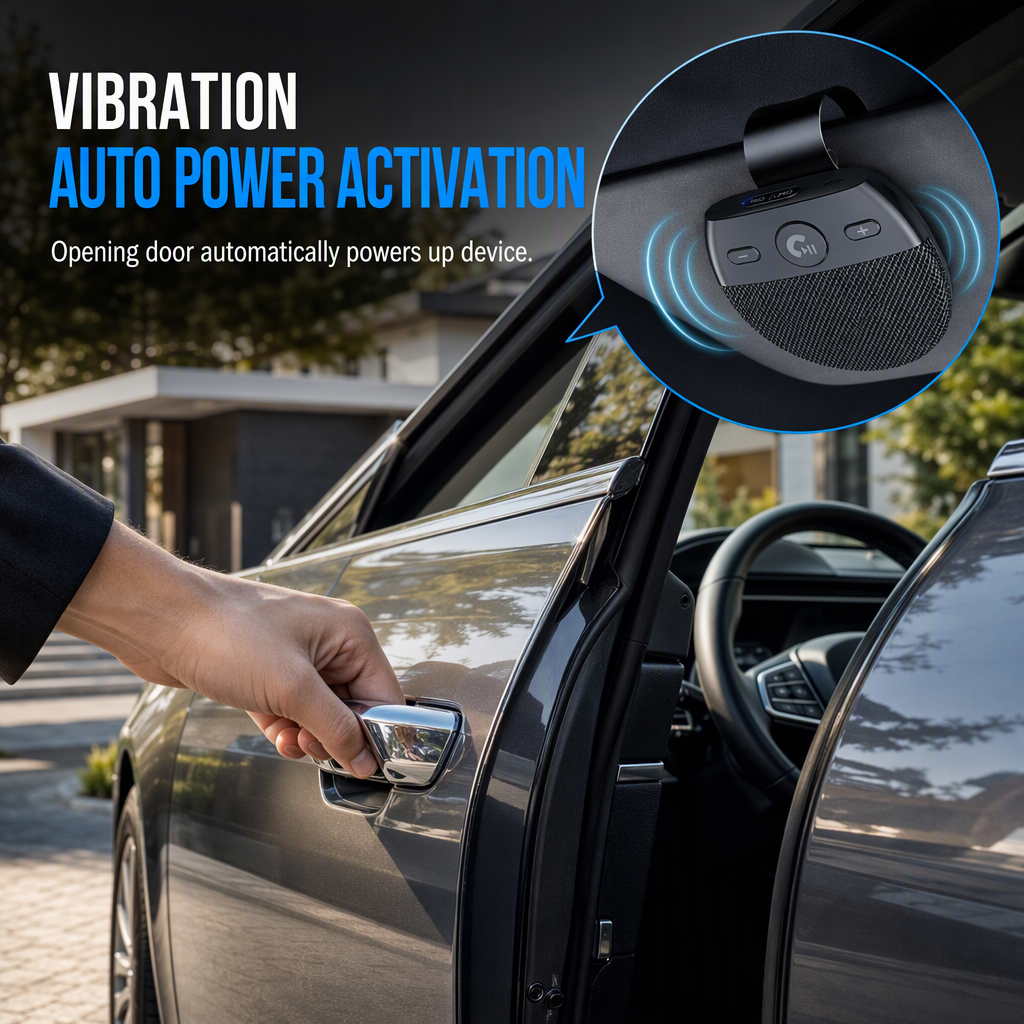 ⏳Time-Limited Special ⏰🚗SP11 Car Sun Visor Bluetooth Hands Free Speakerphone with Vibration Activated Auto Power On A2DP Support and Caller ID Voice Prompt