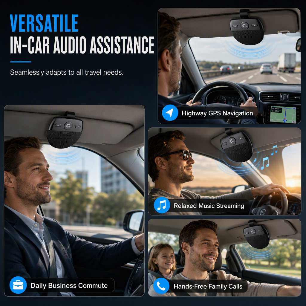 ⏳Time-Limited Special ⏰🚗SP11 Car Sun Visor Bluetooth Hands Free Speakerphone with Vibration Activated Auto Power On A2DP Support and Caller ID Voice Prompt