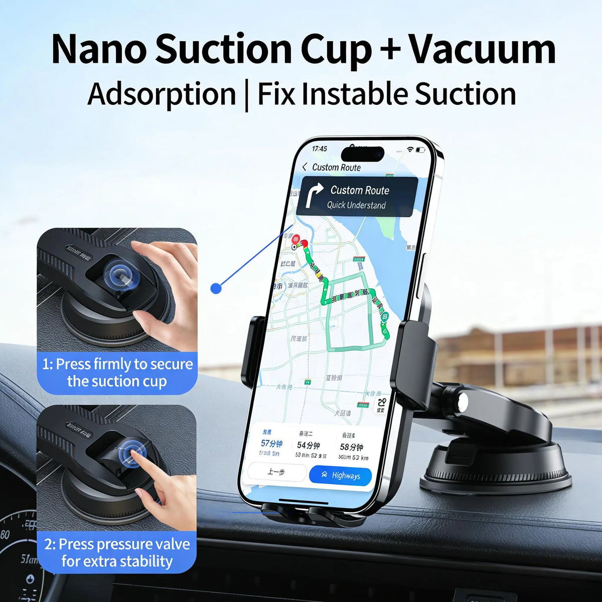 strong vacuum suction car phone holder landing 01