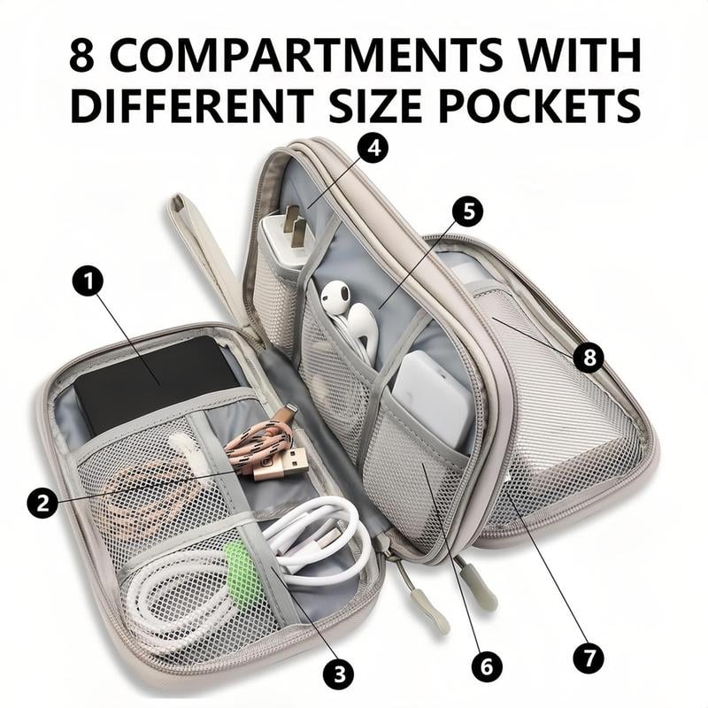travel cable organizer pouch double layers all in one storage bag for cord 2 2 landing 02