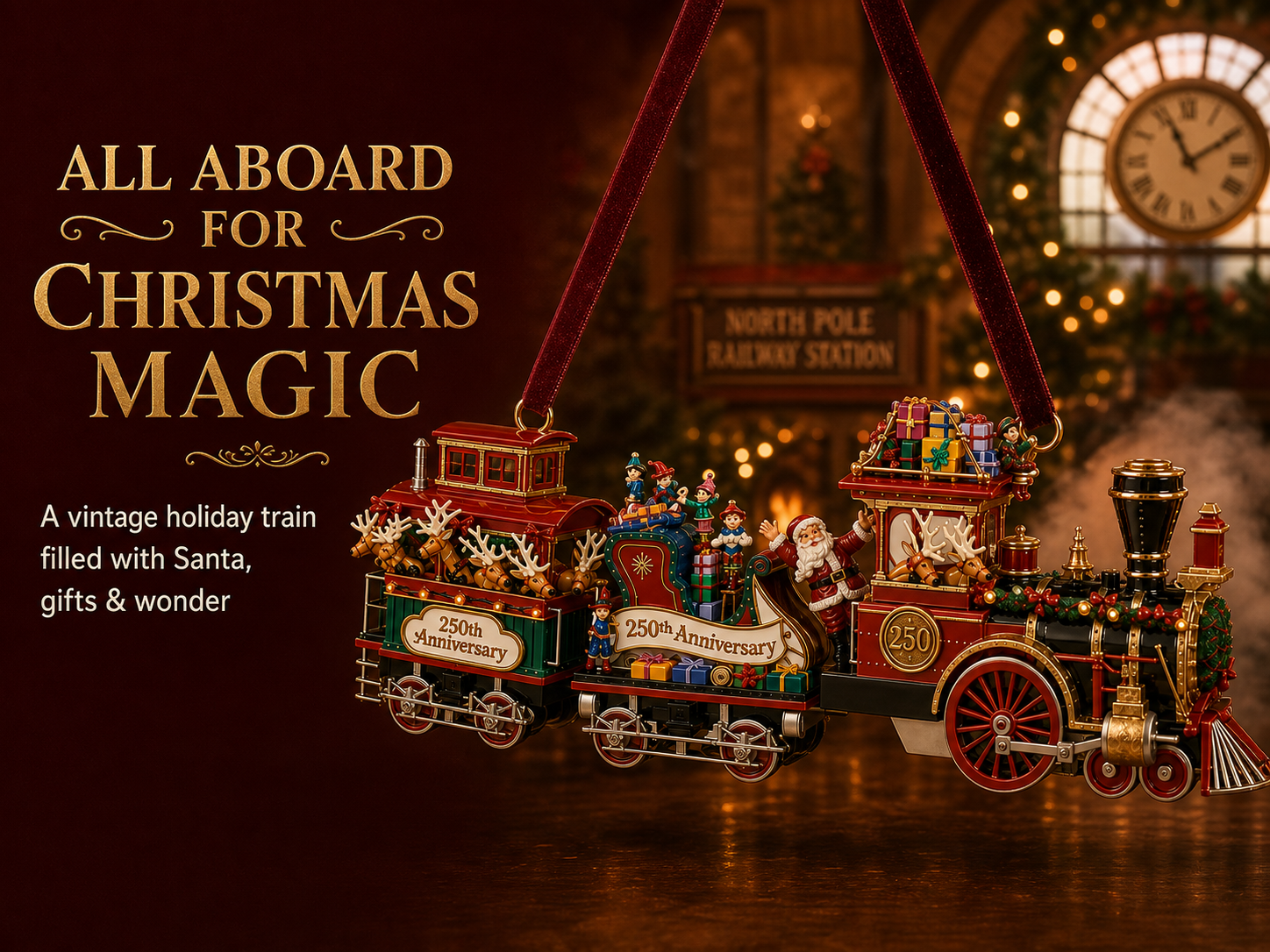 vintage style steam train christmas tree ornament landing 01