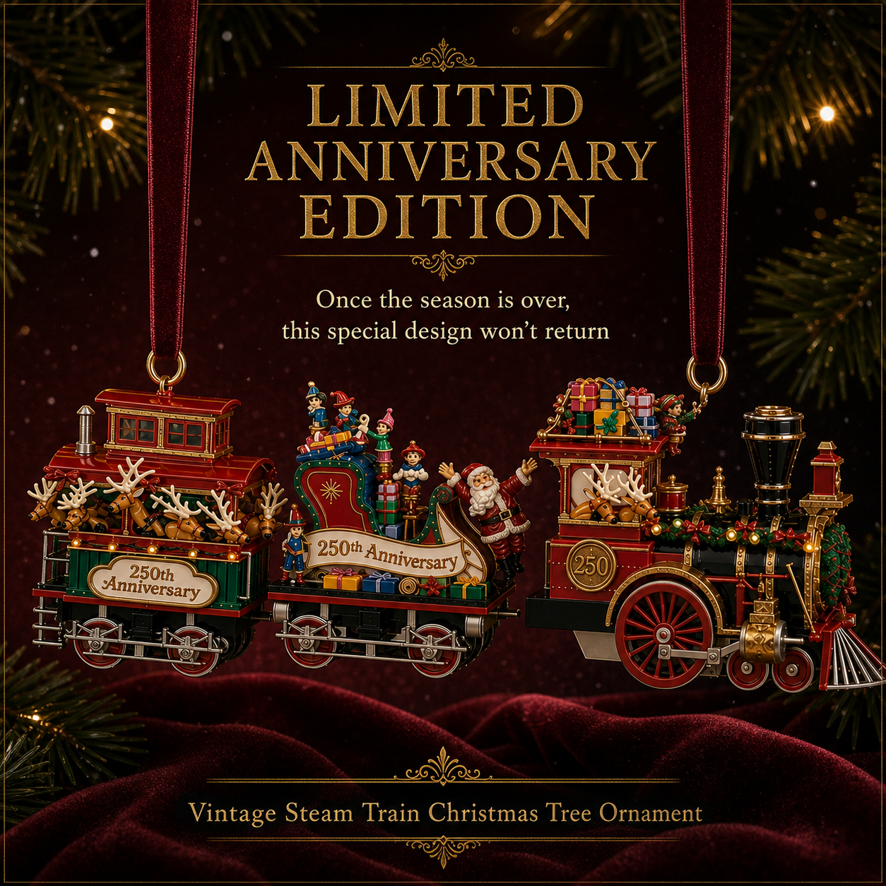 vintage style steam train christmas tree ornament landing 06