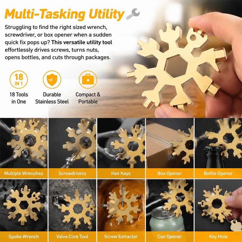 viral 18 in 1 snowflake multi tool stainless steel portable wrench all in one screwdriver %E2%9D%84%EF%B8%8F landing 07