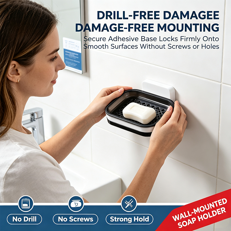 wall mounted double layer self draining soap dish organiser bathroom accessory landing 06