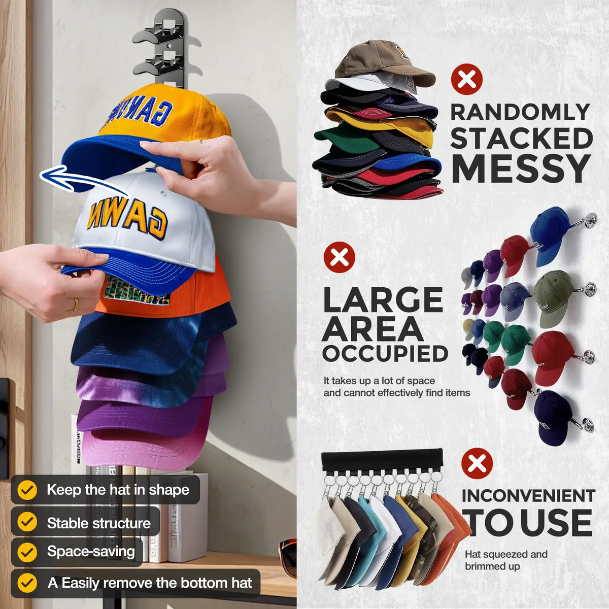 wall mounted hat rack each rack can hold 10 hats 13 landing 01