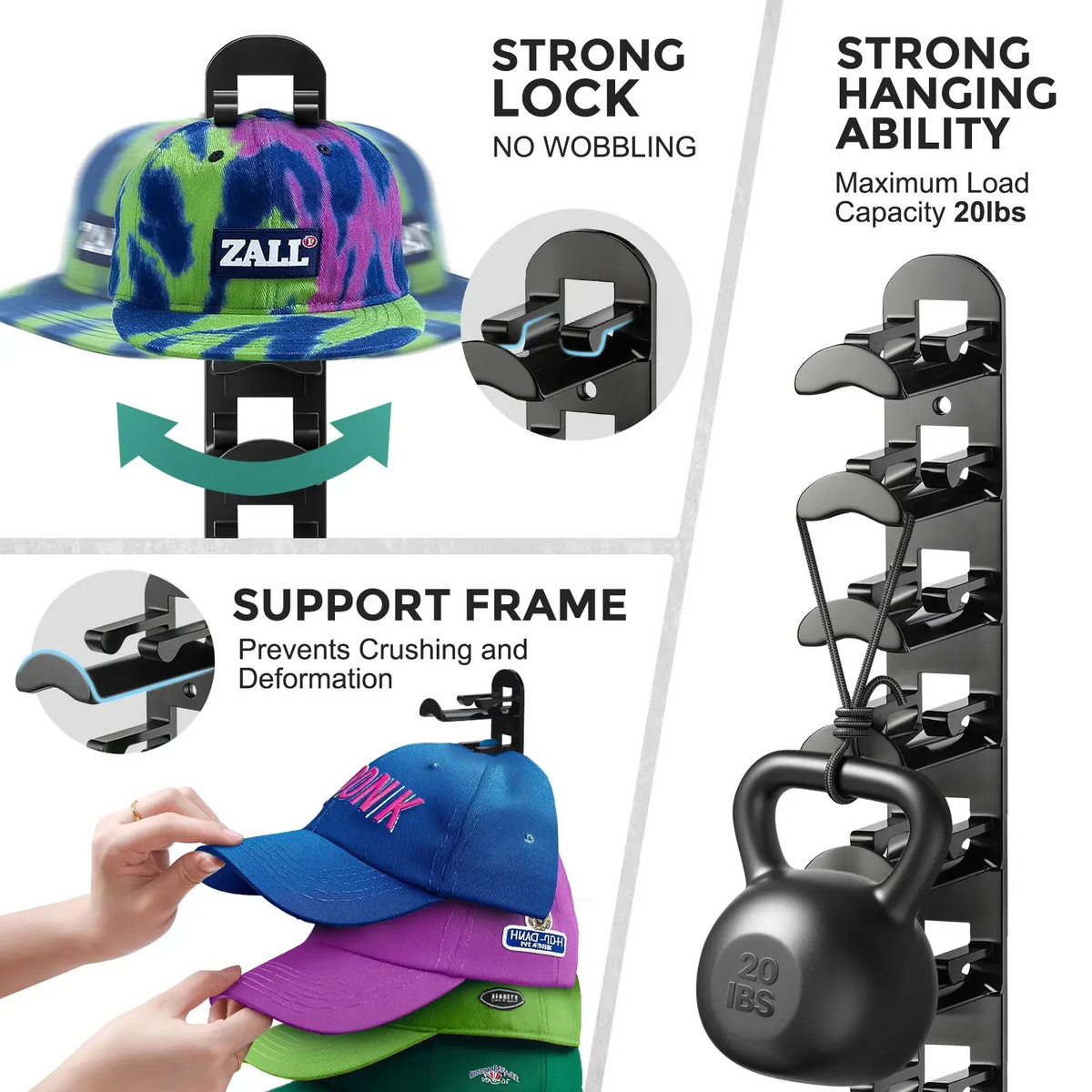 wall mounted hat rack each rack can hold 10 hats 13 landing 03