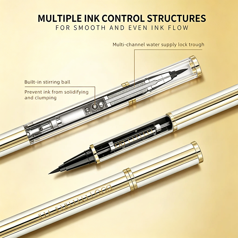 Multiple eyeliner ink control structures